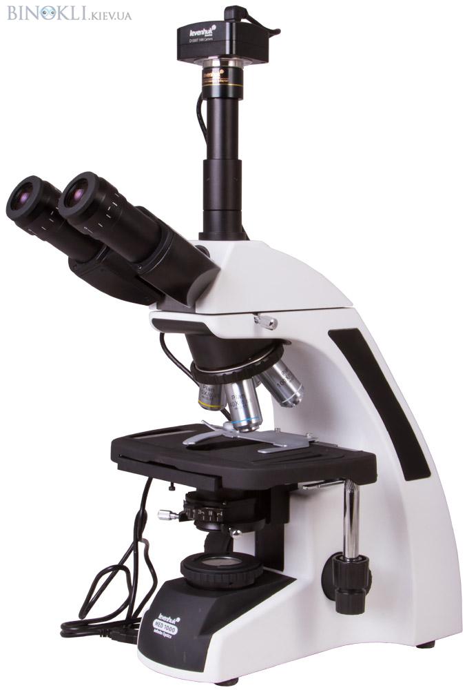 Биологический микроскоп Levenhuk MED D1000T, с камерой 14 Мпикс, Планахроматический тринокулярный