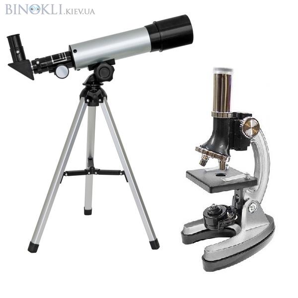 Детский набор Микроскоп Optima Universer 300x-1200x + Телескоп 50/360 AZ в кейсе