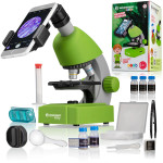 Дитячий Мікроскоп Bresser Junior 40x-640x Green з набором для дослідів та адаптером для смартфона